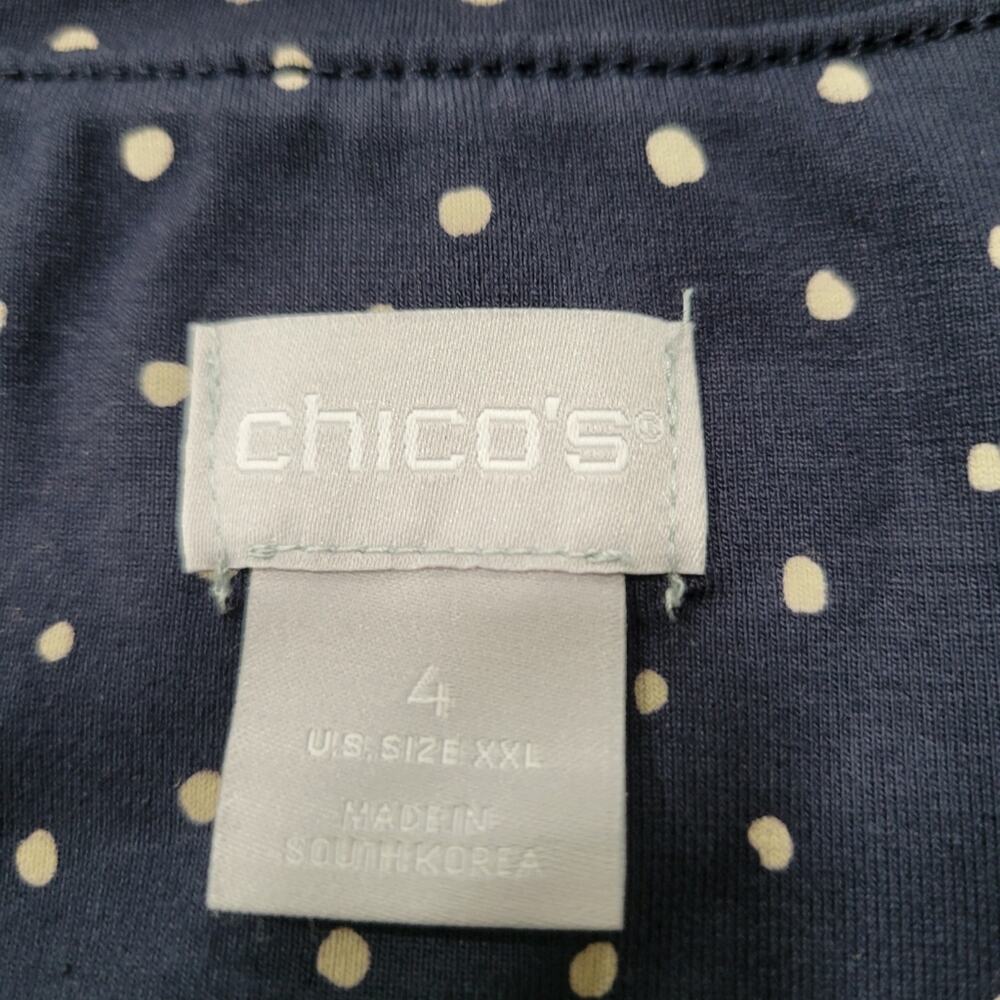 Lot of 2 Chico's Navy Dot and Solid Navy Scoop Neck Casual Tops Size 4 - XXL - Picture 4 of 11